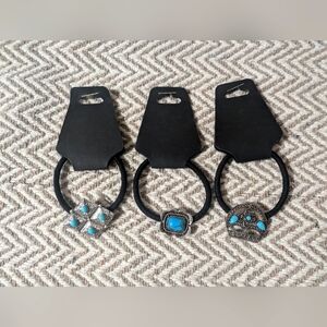 Silver and Turquoise Hair Ties / Hair Jewelry